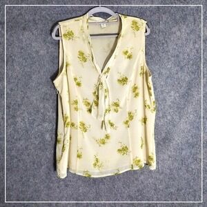 Coldwater Women Blouse L 14 16 Cottage Core Gargen Chiffon Tie Ruffle Pleat